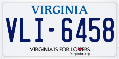 VA license plate VLI6458