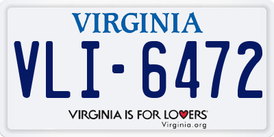 VA license plate VLI6472