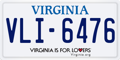 VA license plate VLI6476