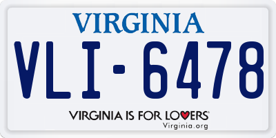 VA license plate VLI6478