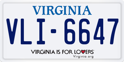 VA license plate VLI6647