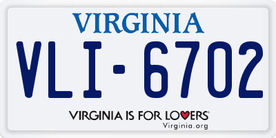 VA license plate VLI6702