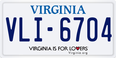VA license plate VLI6704