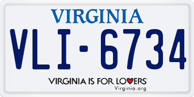 VA license plate VLI6734