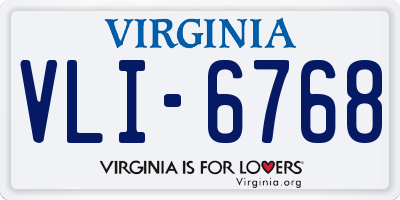 VA license plate VLI6768