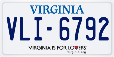 VA license plate VLI6792