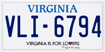 VA license plate VLI6794