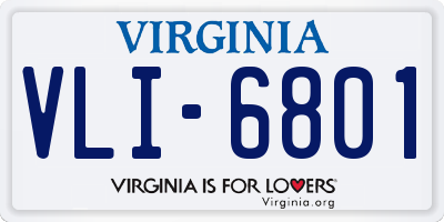 VA license plate VLI6801