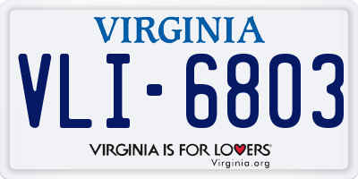 VA license plate VLI6803