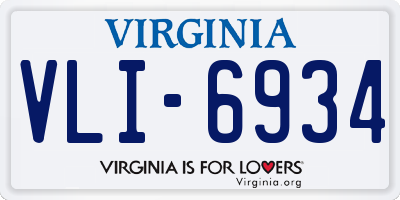 VA license plate VLI6934