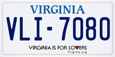 VA license plate VLI7080