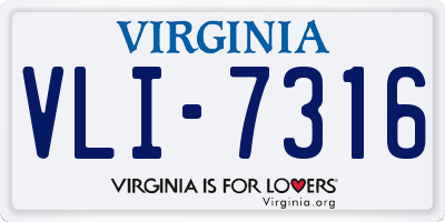 VA license plate VLI7316