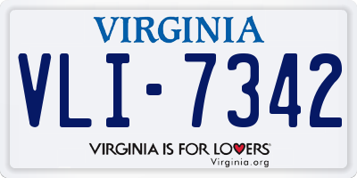 VA license plate VLI7342