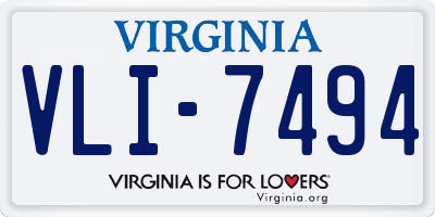 VA license plate VLI7494
