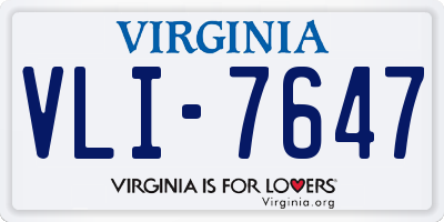VA license plate VLI7647