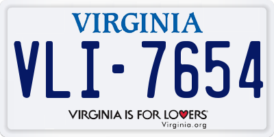 VA license plate VLI7654