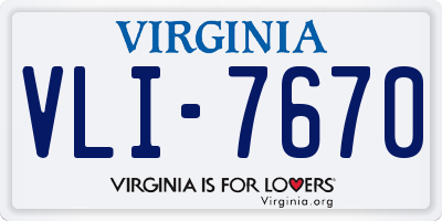 VA license plate VLI7670