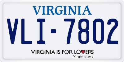 VA license plate VLI7802