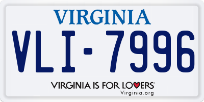 VA license plate VLI7996