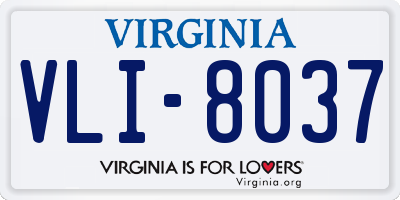 VA license plate VLI8037