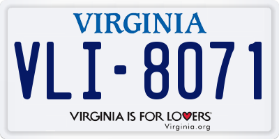 VA license plate VLI8071