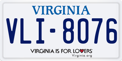 VA license plate VLI8076