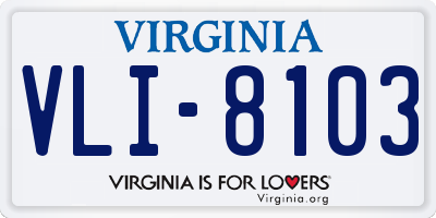 VA license plate VLI8103