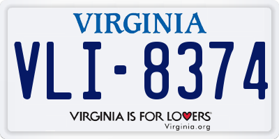 VA license plate VLI8374