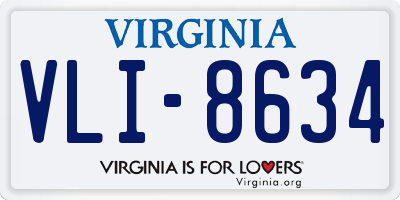 VA license plate VLI8634