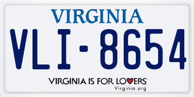 VA license plate VLI8654