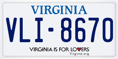 VA license plate VLI8670