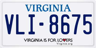 VA license plate VLI8675