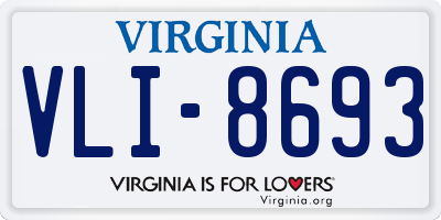 VA license plate VLI8693