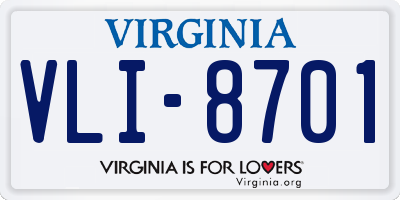 VA license plate VLI8701
