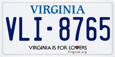 VA license plate VLI8765