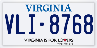 VA license plate VLI8768