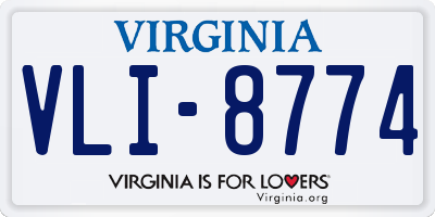 VA license plate VLI8774