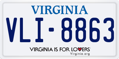 VA license plate VLI8863