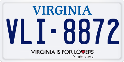 VA license plate VLI8872