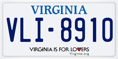 VA license plate VLI8910