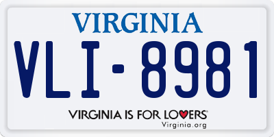 VA license plate VLI8981