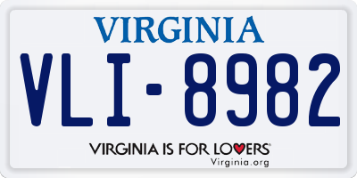 VA license plate VLI8982