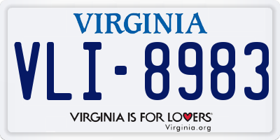 VA license plate VLI8983