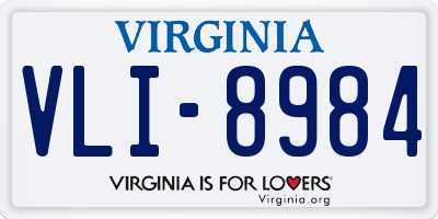VA license plate VLI8984