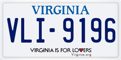 VA license plate VLI9196