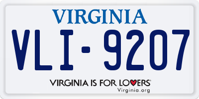 VA license plate VLI9207