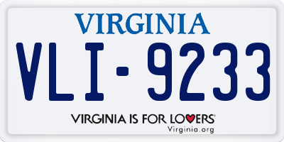 VA license plate VLI9233