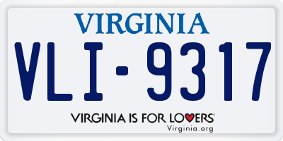 VA license plate VLI9317