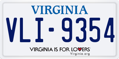 VA license plate VLI9354