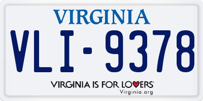 VA license plate VLI9378